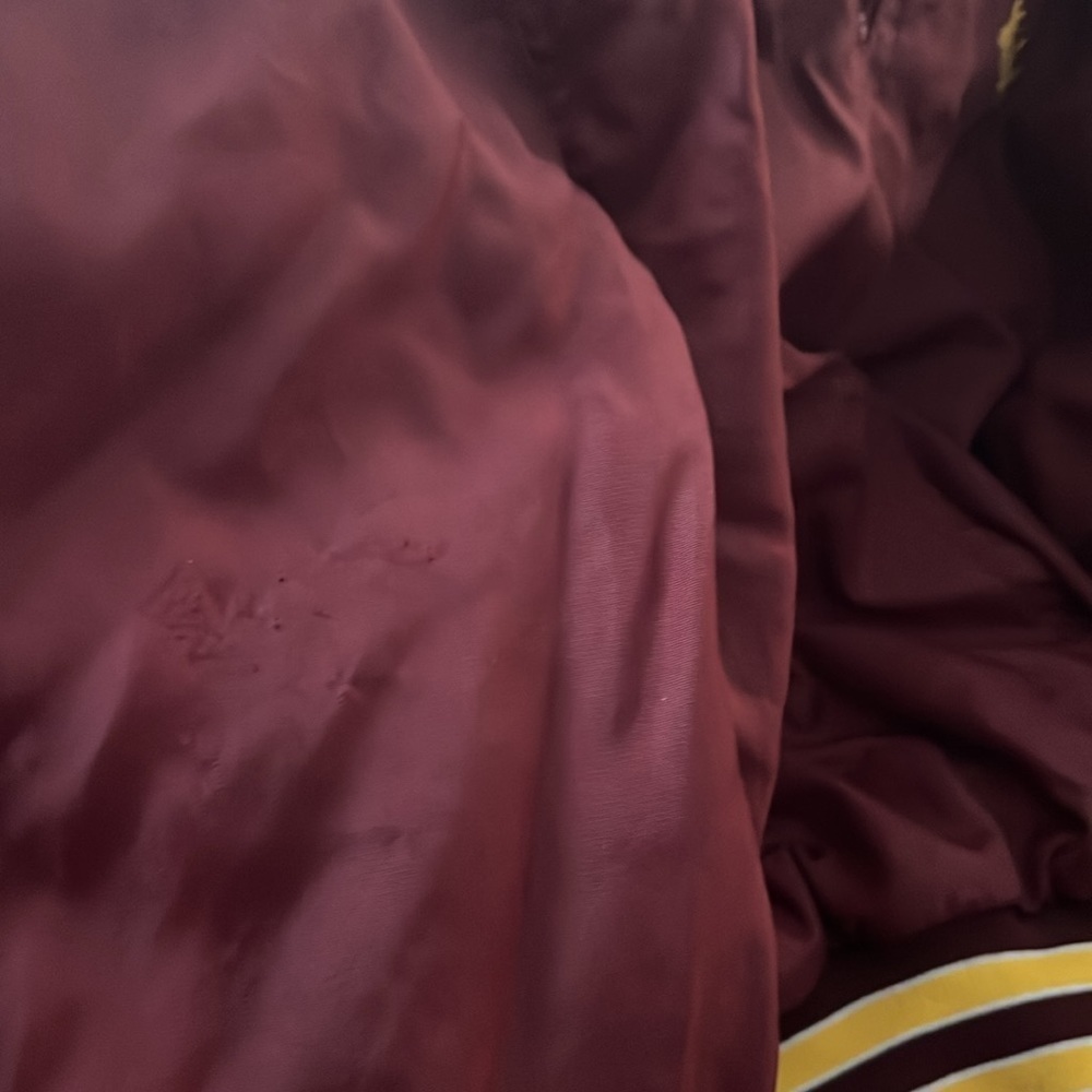Holloway Vtg Huskies Football Hoodie Jacket size XXL burgundy yellow Michael - Picture 4 of 5